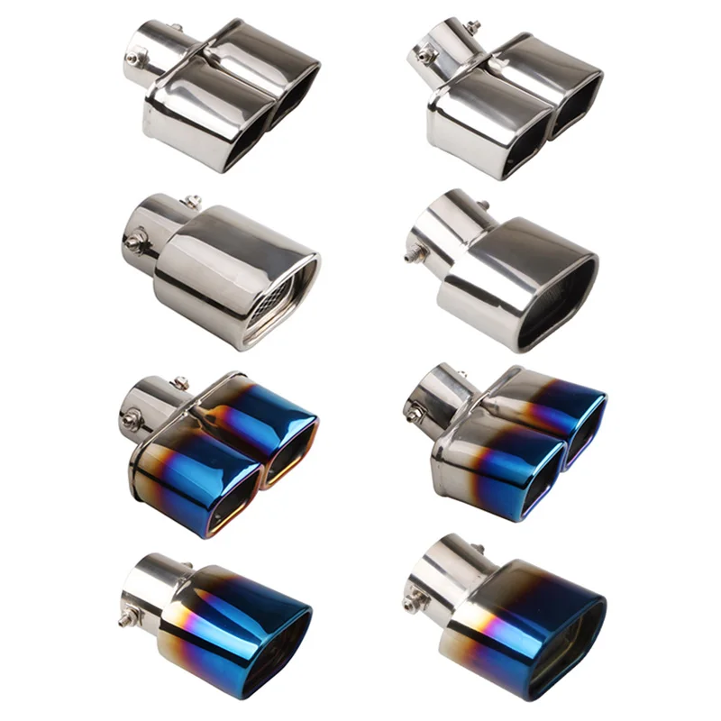 Car Exhaust Tip Stainless Steel Exhaust Tail Throat Square Tail Pipe For 2.5-inch Intake Exhaust Systems