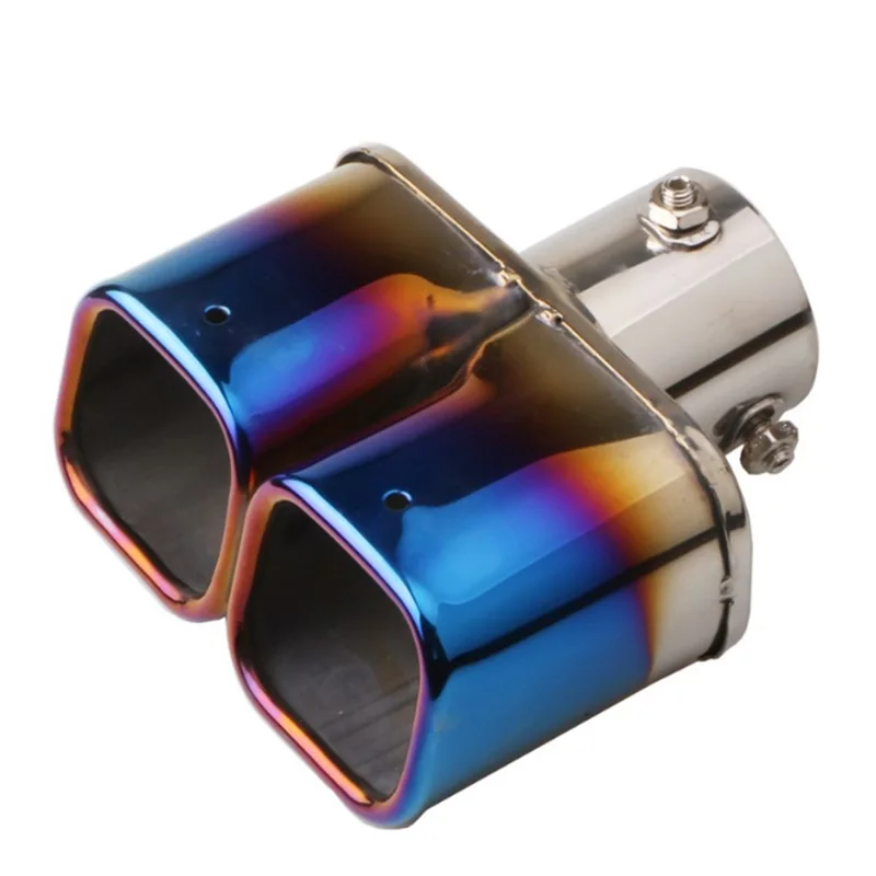 Car Exhaust Tip Stainless Steel Exhaust Tail Throat Square Tail Pipe For 2.5-inch Intake Exhaust Systems
