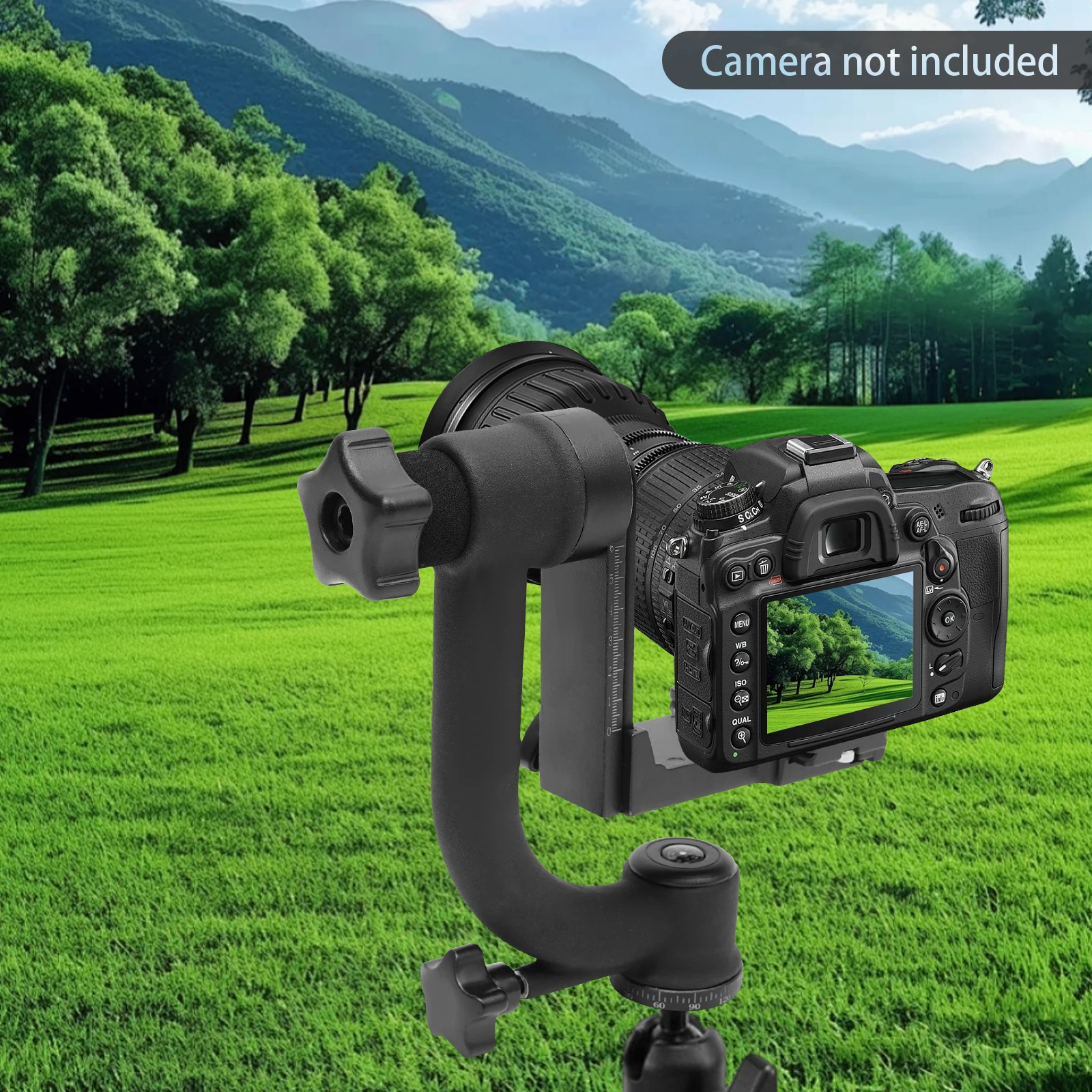 360° Panoramic Gimbal Tripod Head 44lbs Load Capacity, Smooth Rotation for DSLR Telephoto Lenses for Wildlife Sports Photograpy