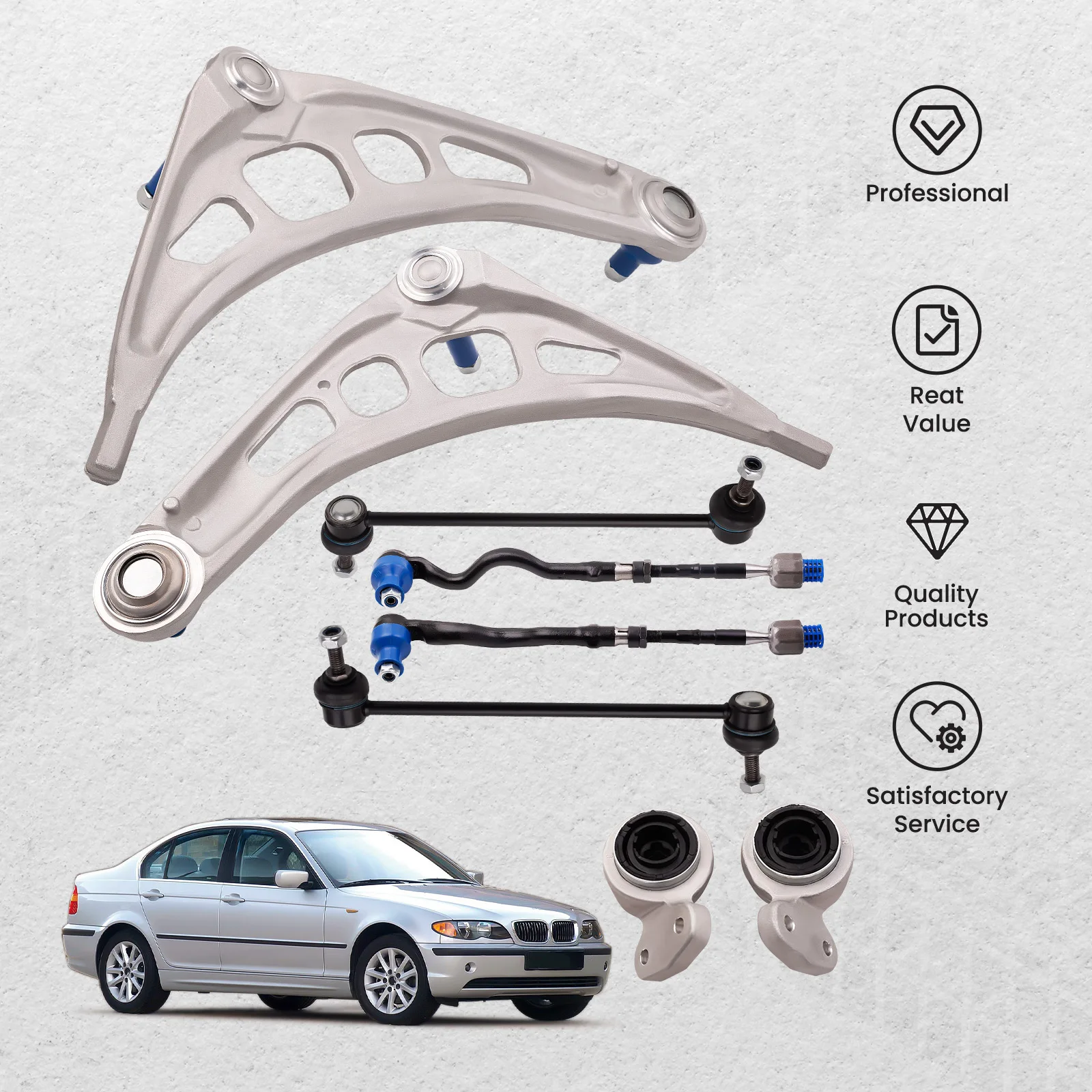 Front End Suspension Control Arm Wishbone Ball Joints Bushing Kit for BMW E46  31126758519 31126752717 New