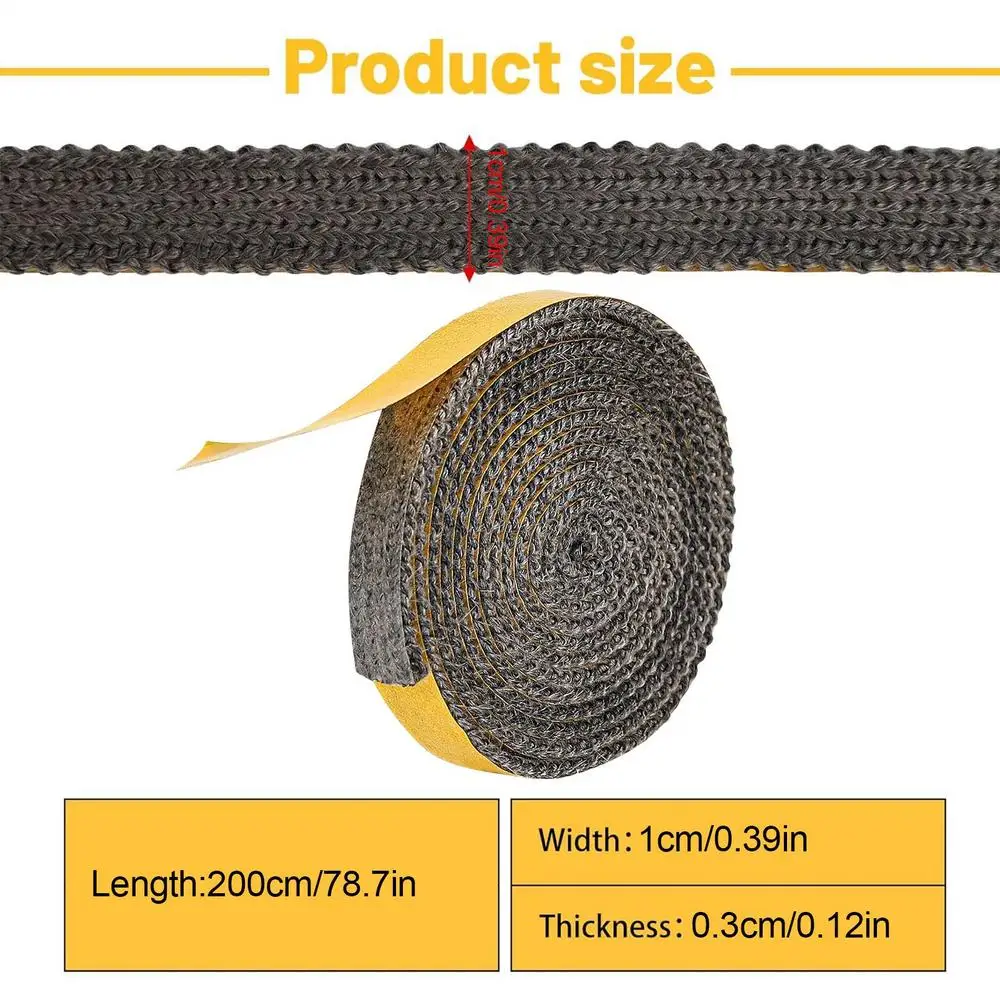 Fireplace Seal Rope Self-Adhesive Fiberglass Sealing Tape Temperature Resistant Furnace Stoves Door Gasket Tape for Stoves