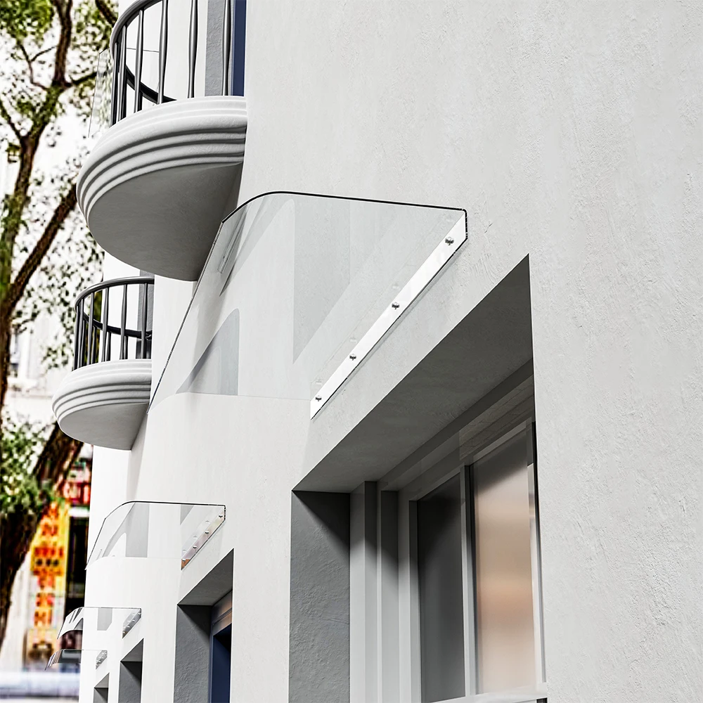 【Breeins】Modern Transparent Bracket-free Invisible Awning Baffle Window Patio Balcony Eaves Outdoor Door Head Sunshade Rain