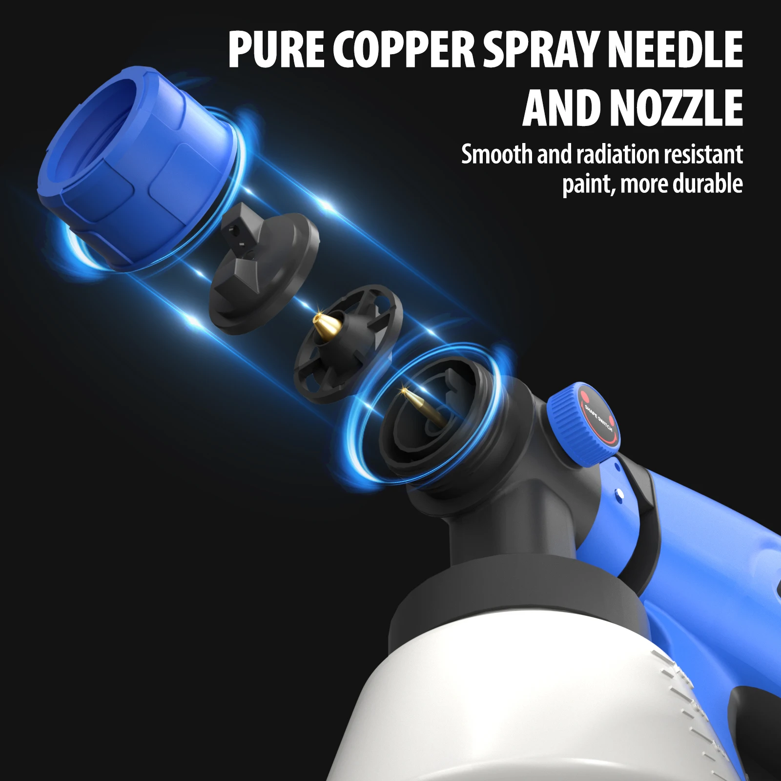 1000ML Cordless Electric Spray Gun High Power HVLP Ideal for Auto Furniture & Steel Coating Compatible with Makita 18V Battery