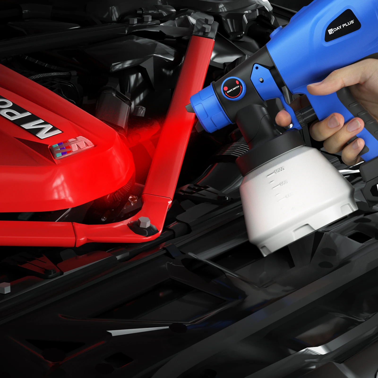 1000ML Cordless Electric Spray Gun High Power HVLP Ideal for Auto Furniture & Steel Coating Compatible with Makita 18V Battery