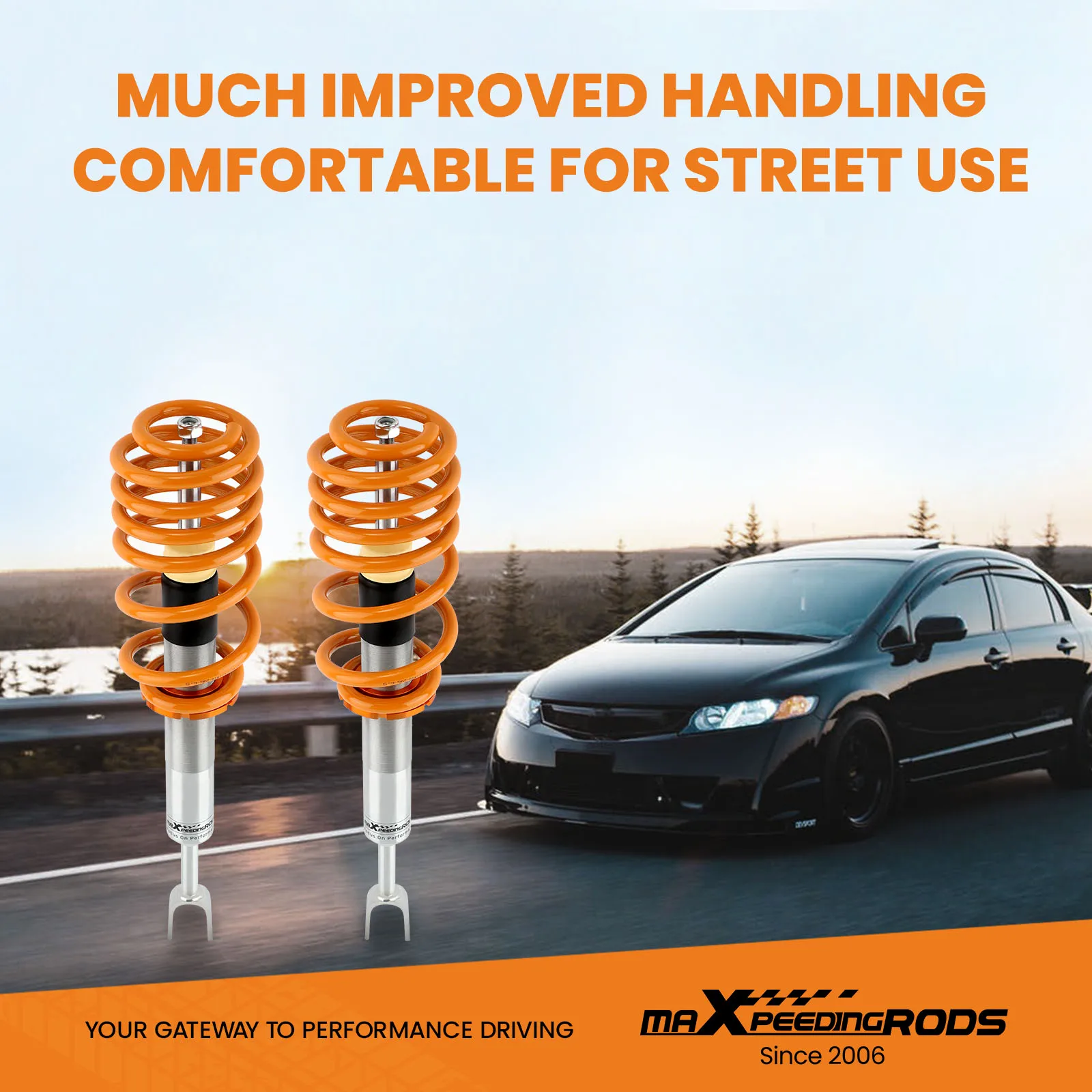 Street Coilover Kit for AUDI A4 B6 B7 (8E) CABRIO 2WD / Adjustable Coilovers Shocks Strut Springs Kit