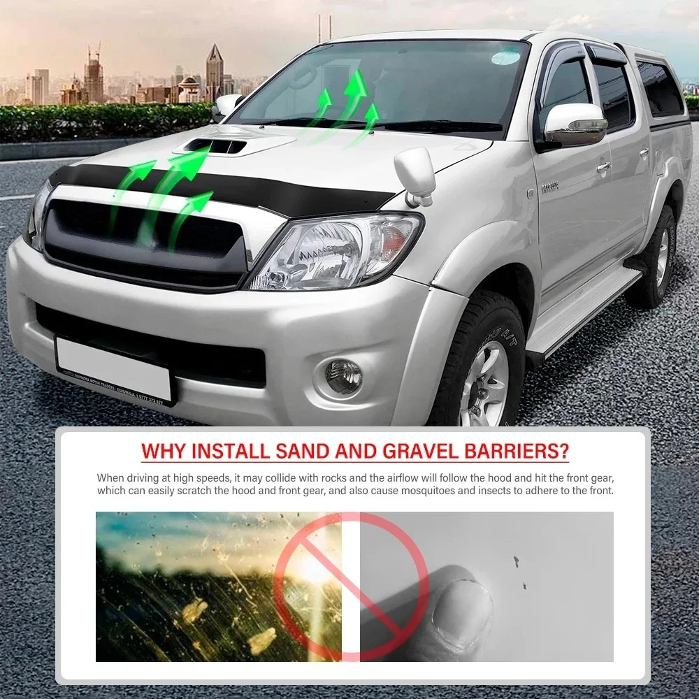 Matte Black Hood Deflector Bonnet Protector Guard Trim FOR TOYOTA HILUX VIGO 2005-2010 4X4 Car Accessories