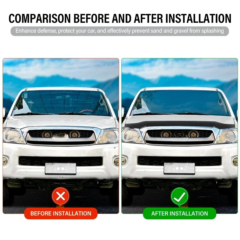 Matte Black Hood Deflector Bonnet Protector Guard Trim FOR TOYOTA HILUX VIGO 2005-2010 4X4 Car Accessories