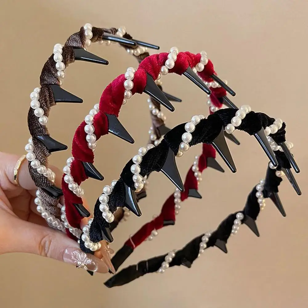Pearl Headband Tooth Wave Headdress Non-Slip Wedding Bride Teeth Comb Headbands Pearl Hairband Accessories Girls for Women