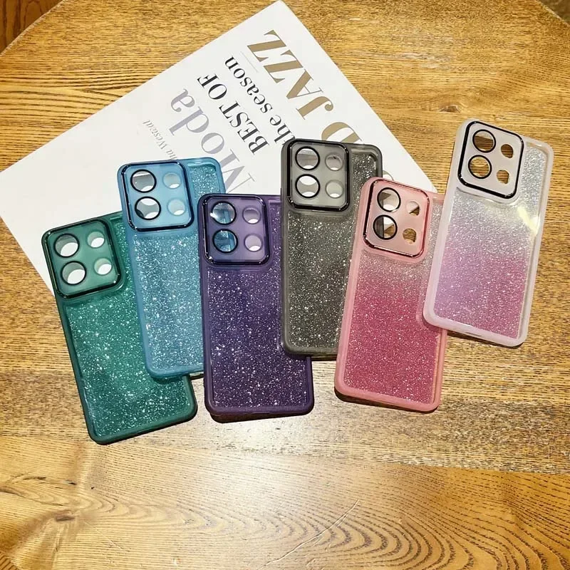 Luxury Bling Soft Silicone Glitter Paper Case For Xiaomi Redmi Note 13 13ProPlus 13C 12S 12C 11S 10C POCO X6 M6 Pro Clear Cover