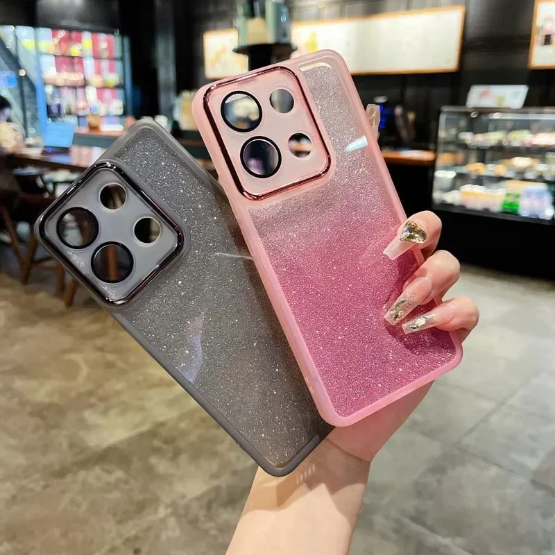 Luxury Bling Soft Silicone Glitter Paper Case For Xiaomi Redmi Note 13 13ProPlus 13C 12S 12C 11S 10C POCO X6 M6 Pro Clear Cover
