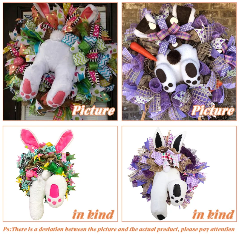 2027 New Easter Bunny Wreath Colorful Easter Bunny Garlands Spring Festival Wreath Home Wreath Decor For Front Door Decoration