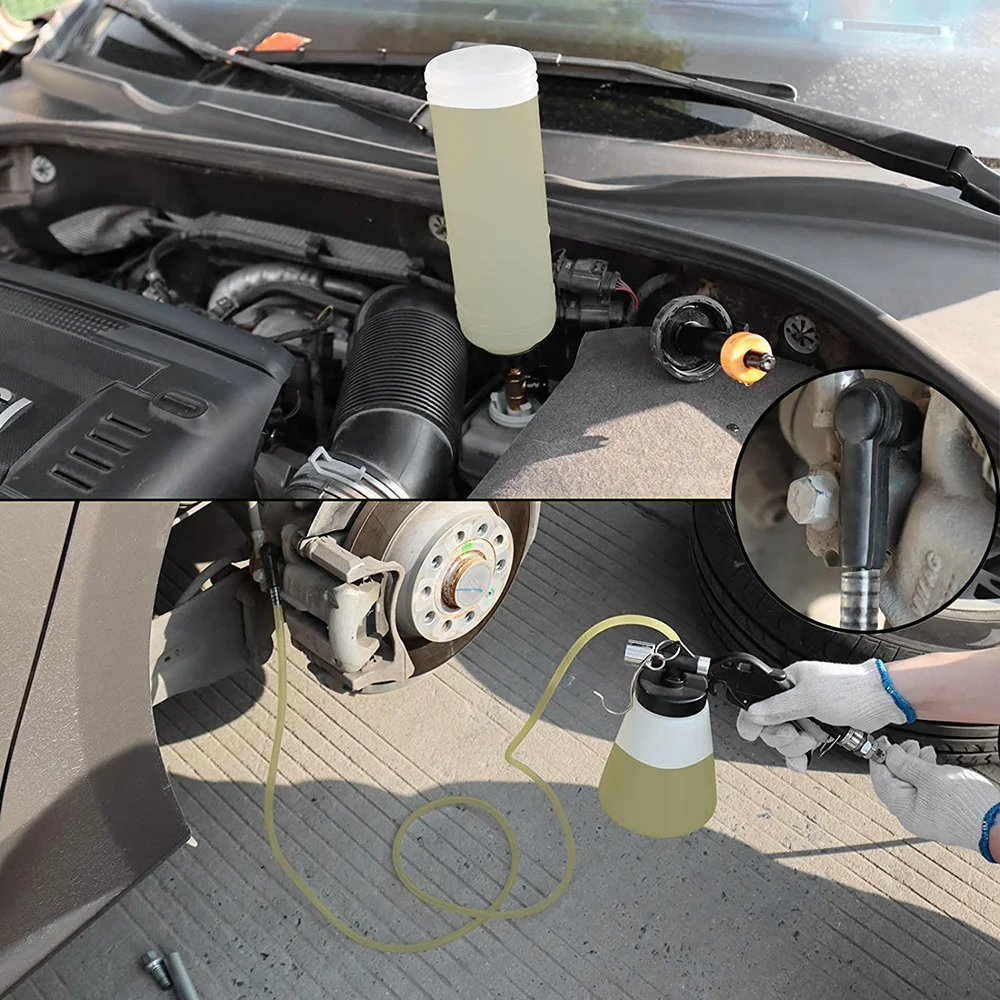 1L 0.75L/3L Car Brake Bleeder Hydraulic Pumping Fluid Pump Kit Oil Change Purge Tank Tubes Repair Tool