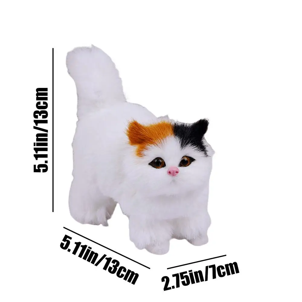 Cat Figurines Stuffed Kitten Toys Feline Decor Cartoon Kitten Figurine Plush Cat Sculpture Desk Ornament for Home Bedroom Dorm