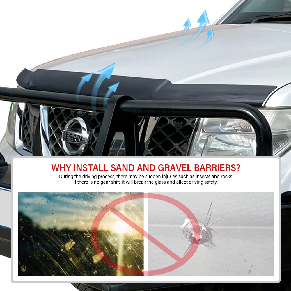 Dark Black Bonnet Guard Hood Deflector For Nissan Navara D40 2006 2007 2008 2009 Front Bug Shield protector Car Accessories