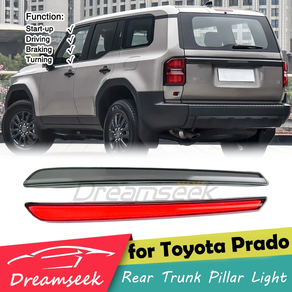 LED Rear Trunk Pillar Tail Light for Toyota Land Cruiser Prado LC250 J250 2024+ Brake Lamp w/ Dynamic Sequential Turn Signal L+R