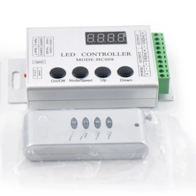 DC5V-24V HC008 4Keys Programmable RGB LED Pixel Controller 133 Effect Modes Dimmer for WS2812 WS2811 2801 LED Strip Light