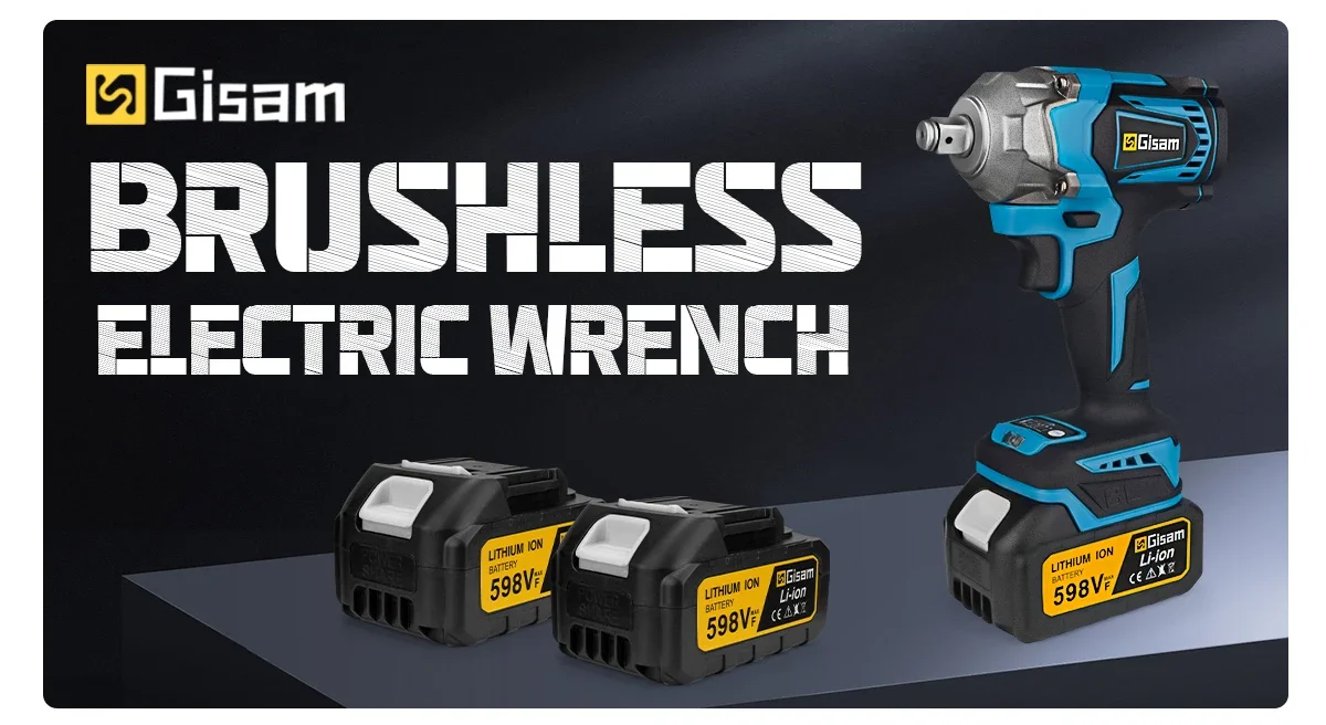 Gisam 1200N.M Torque Brushless Electric Impact Wrench 1/2 Inch Cordless Wrench Screwdriver Power Tool For Makita 18V Battery Pin