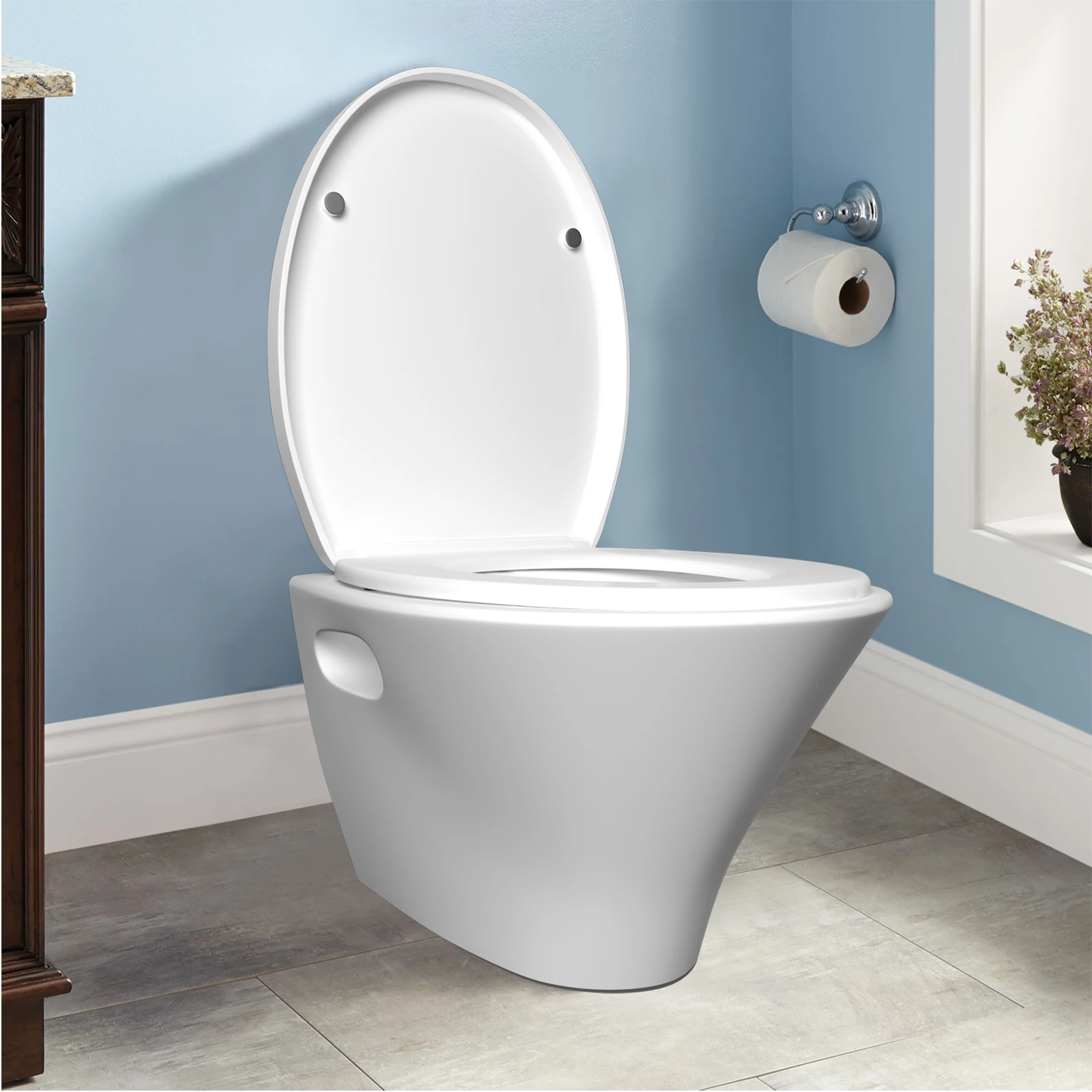 Toilet seat cover Soft close,clip-on toilet seat Antibacterial Flapper Suitable for most toilets