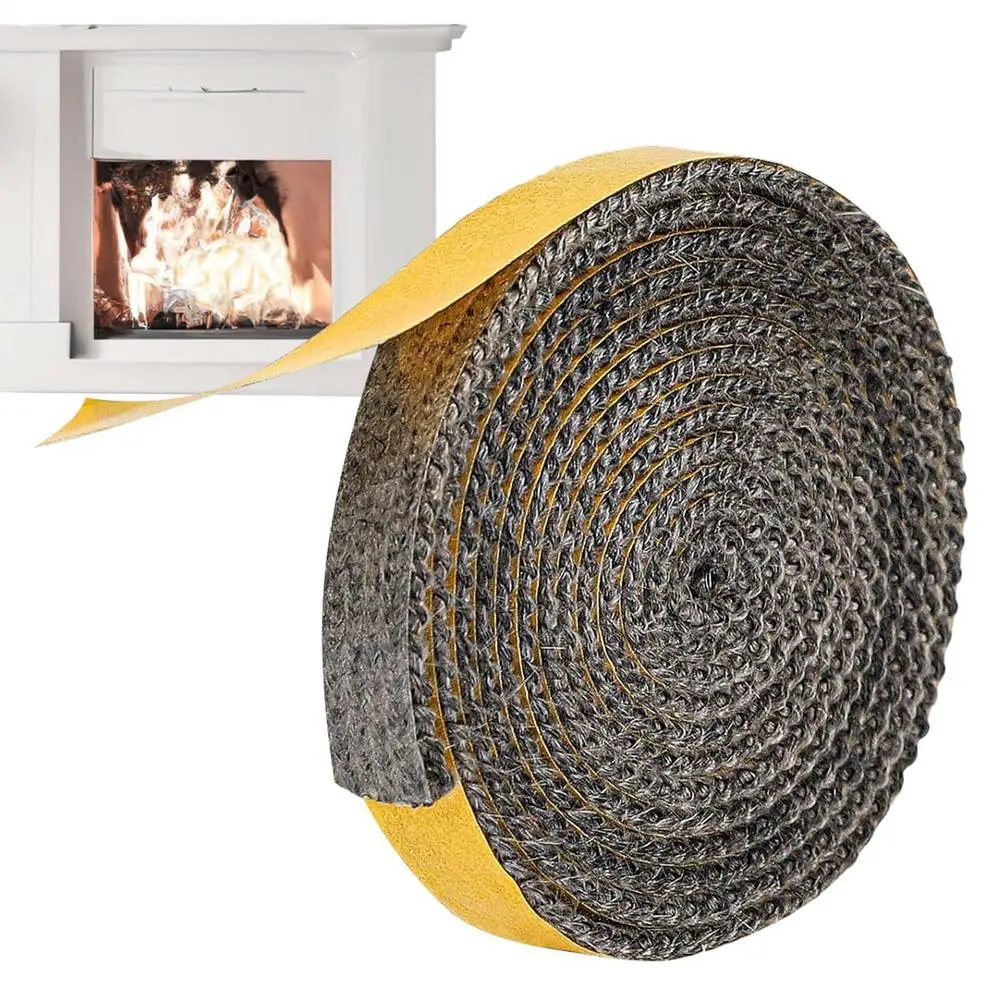 Fireplace Seal Rope Self-Adhesive Fiberglass Sealing Tape Temperature Resistant Furnace Stoves Door Gasket Cord
