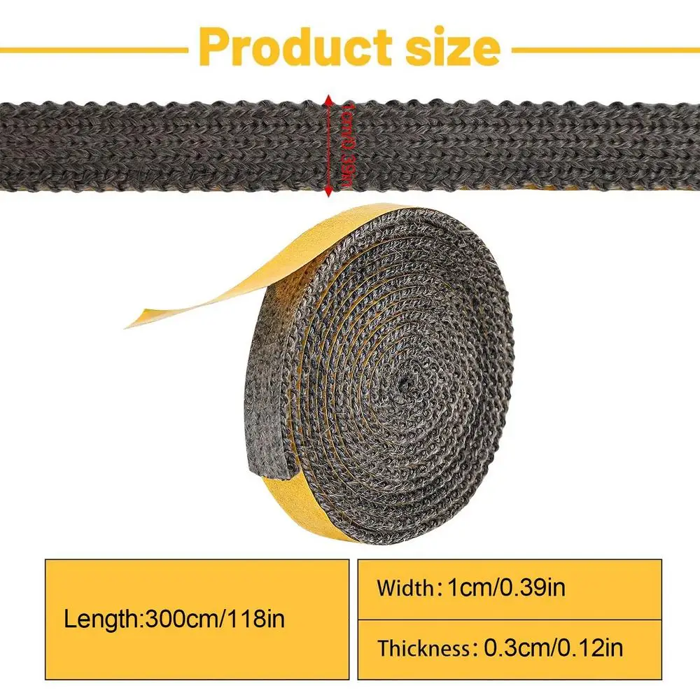 Fireplace Seal Rope Self-Adhesive Fiberglass Sealing Tape Temperature Resistant Furnace Stoves Door Gasket Cord