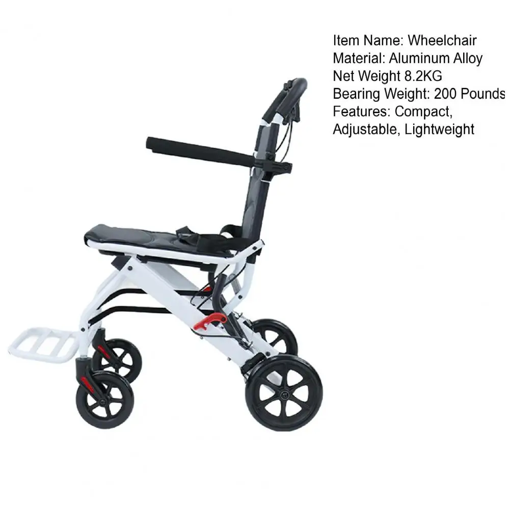 Folding Wheelchair Lightweight Portable Transit Travel Chair for Adults Ergonomic Design Wheelchair with Adjustable Safety Strap