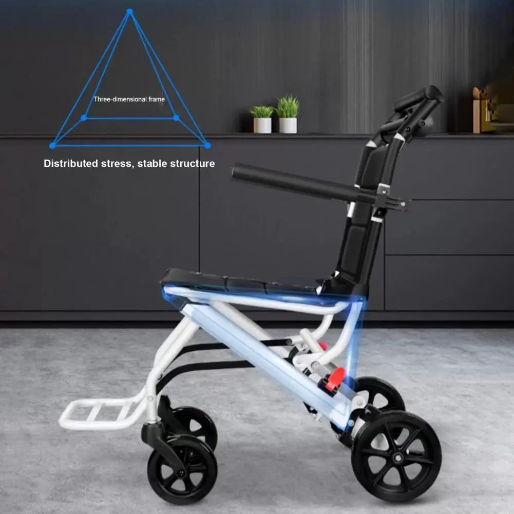 Folding Wheelchair Lightweight Portable Transit Travel Chair for Adults Ergonomic Design Wheelchair with Adjustable Safety Strap