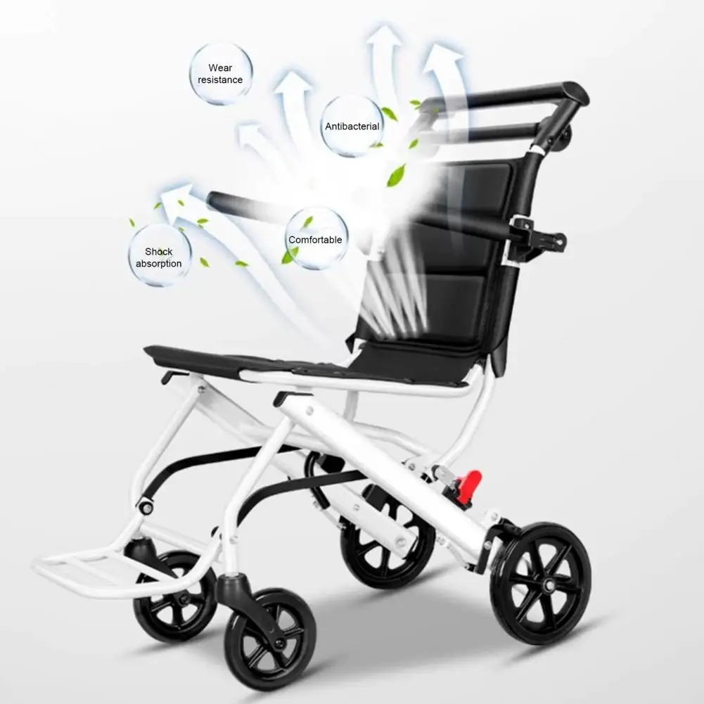 Folding Wheelchair Lightweight Portable Transit Travel Chair for Adults Ergonomic Design Wheelchair with Adjustable Safety Strap