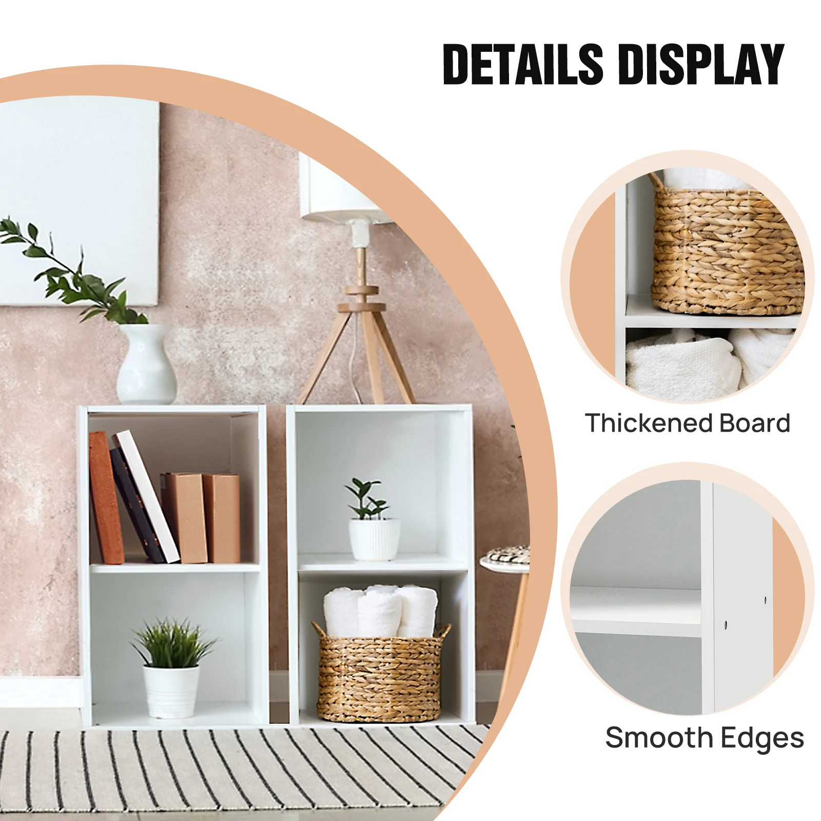 2-Tier White Open Cube Storage, Multifunctional Freestanding Shelf for Home Organization