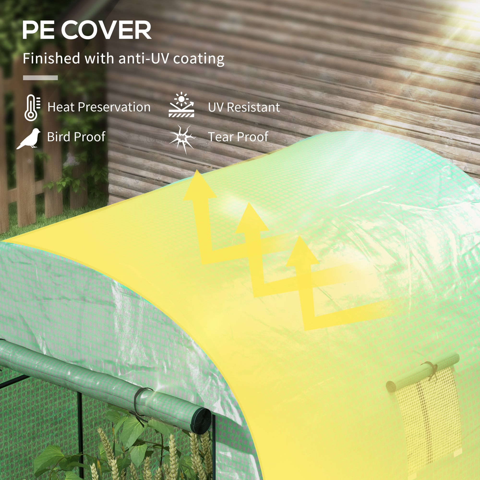 Polytunnel Greenhouse with Uv-Resistant Pe Cover, Grow House, 1.8 X 1.8 X 2m
