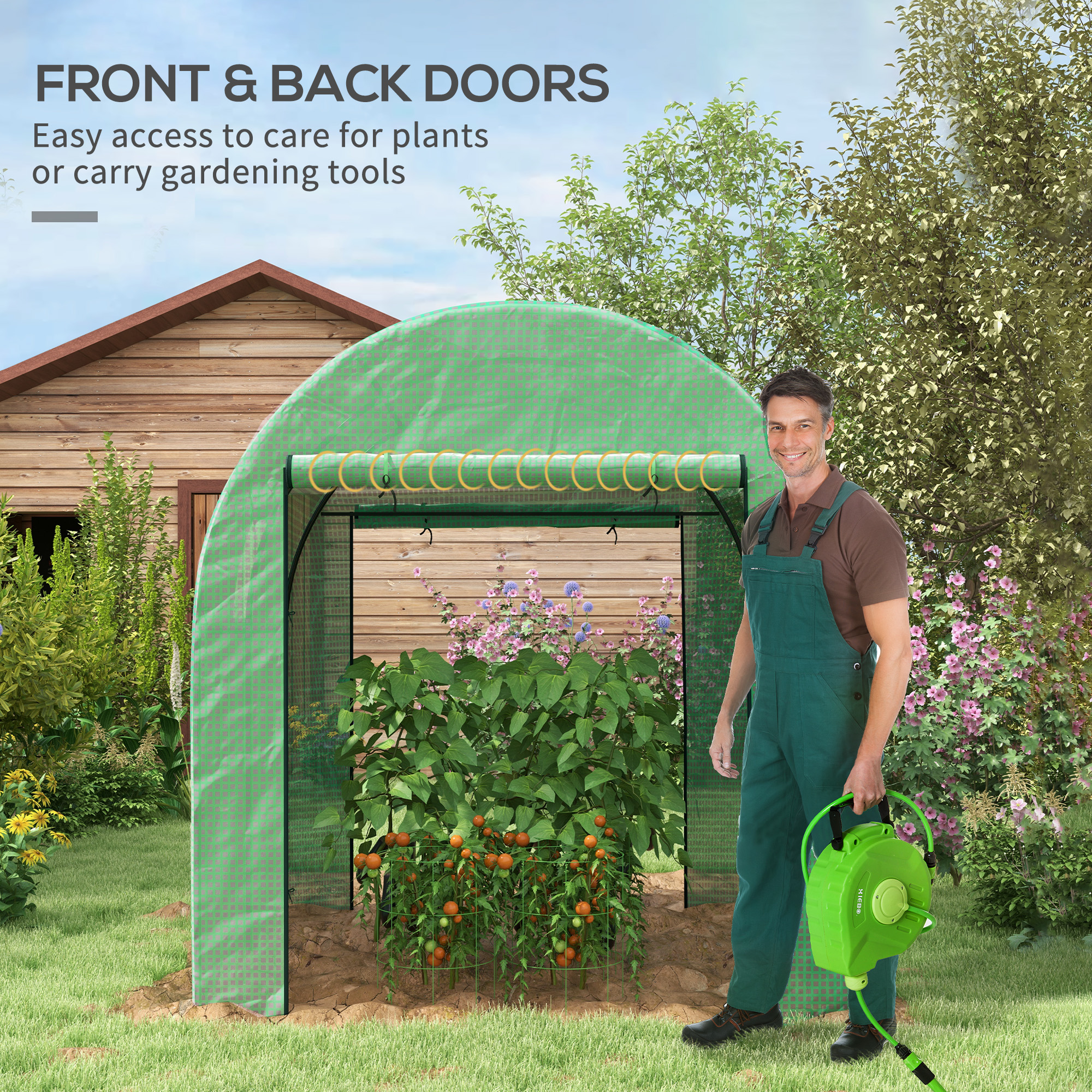 Polytunnel Greenhouse with Uv-Resistant Pe Cover, Grow House, 1.8 X 1.8 X 2m