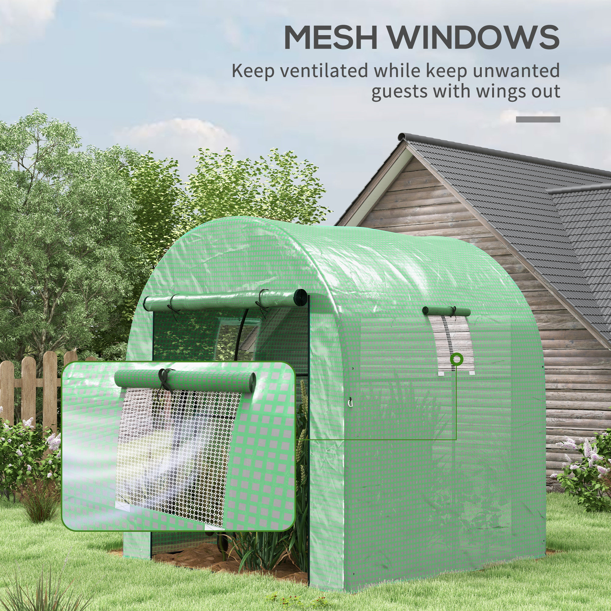 Polytunnel Greenhouse with Uv-Resistant Pe Cover, Grow House, 1.8 X 1.8 X 2m