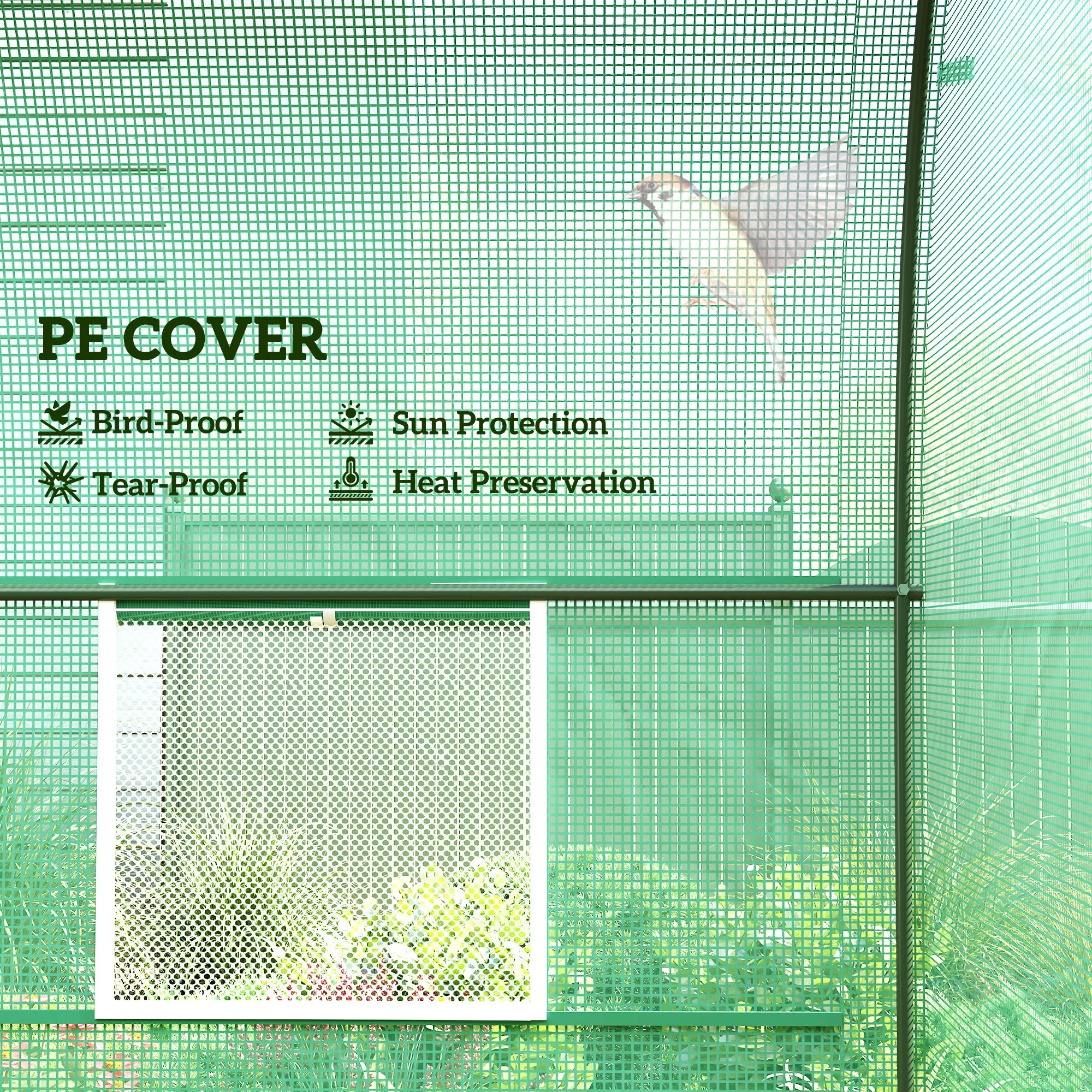 Walk-In Polytunnel Greenhouse Dome Garden Grow House W/ Window Door Heat Shed
