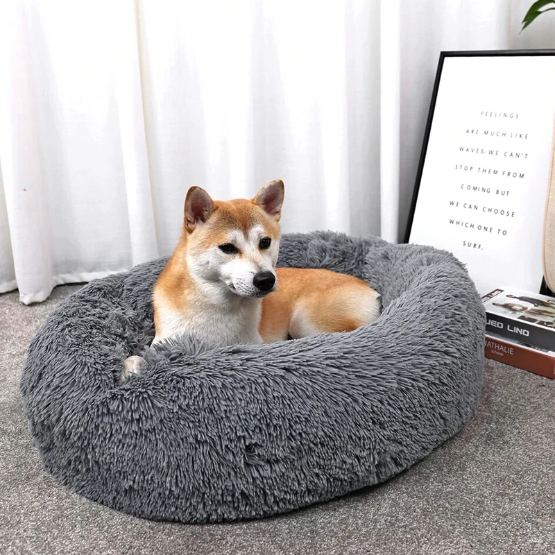 Voltsify 70CM Donut-Shaped Plush Pet Cuddler Bed Machine Washable Anti-Slip for Dog&Cat House Winter Warm Sleeping