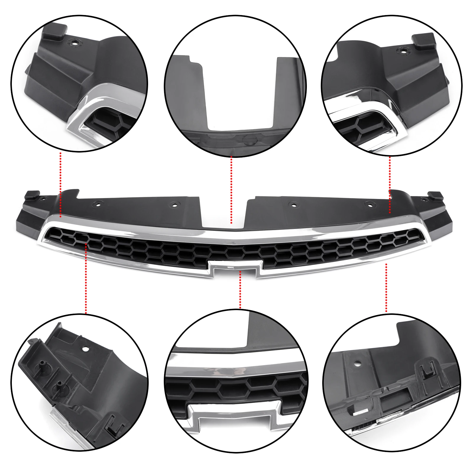 Artudatech Front Bumper Upper / Lower Grille Inserts Trim Covers For 2009 2010 2011 2012 2013 2014 Chevy Cruze