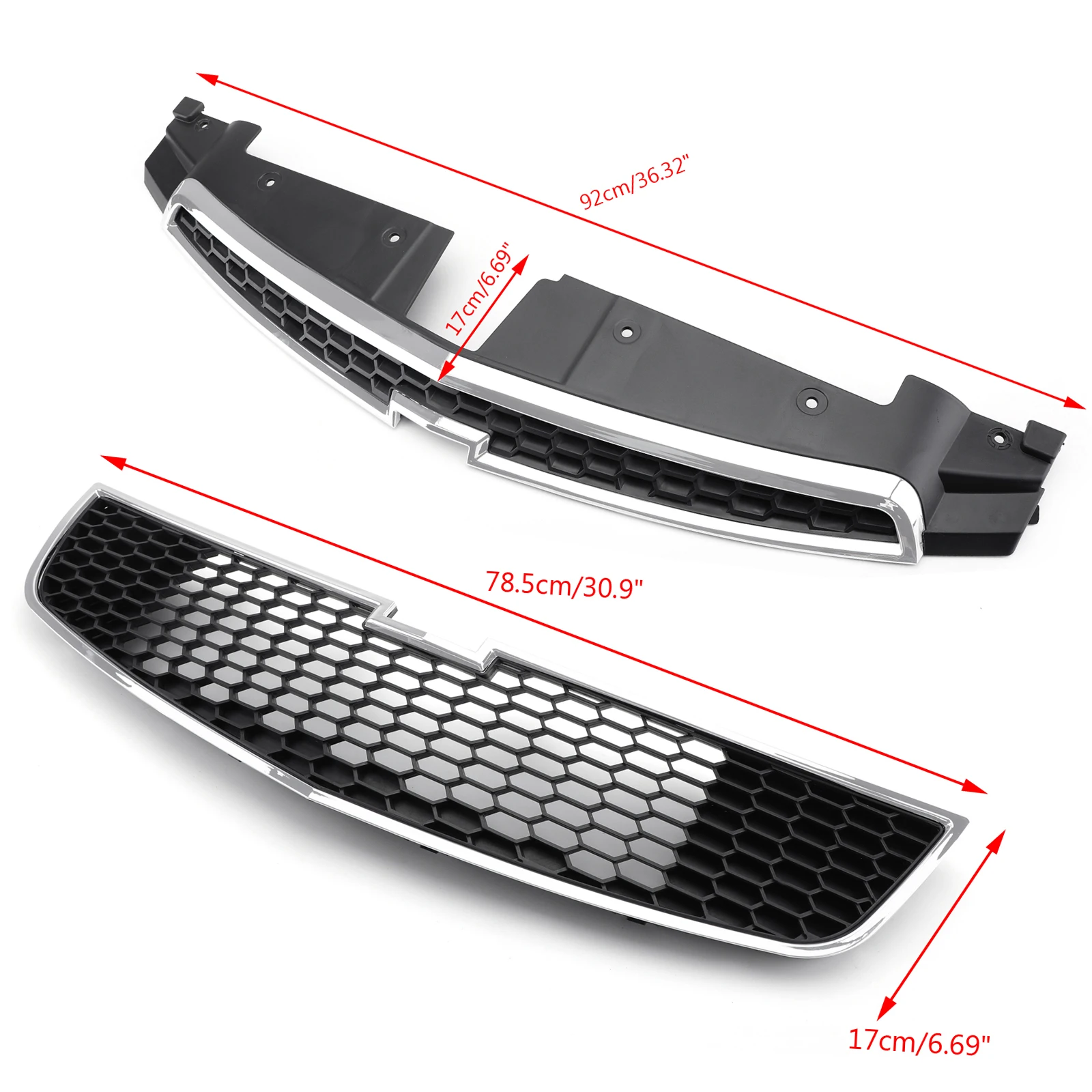 Artudatech Front Bumper Upper / Lower Grille Inserts Trim Covers For 2009 2010 2011 2012 2013 2014 Chevy Cruze