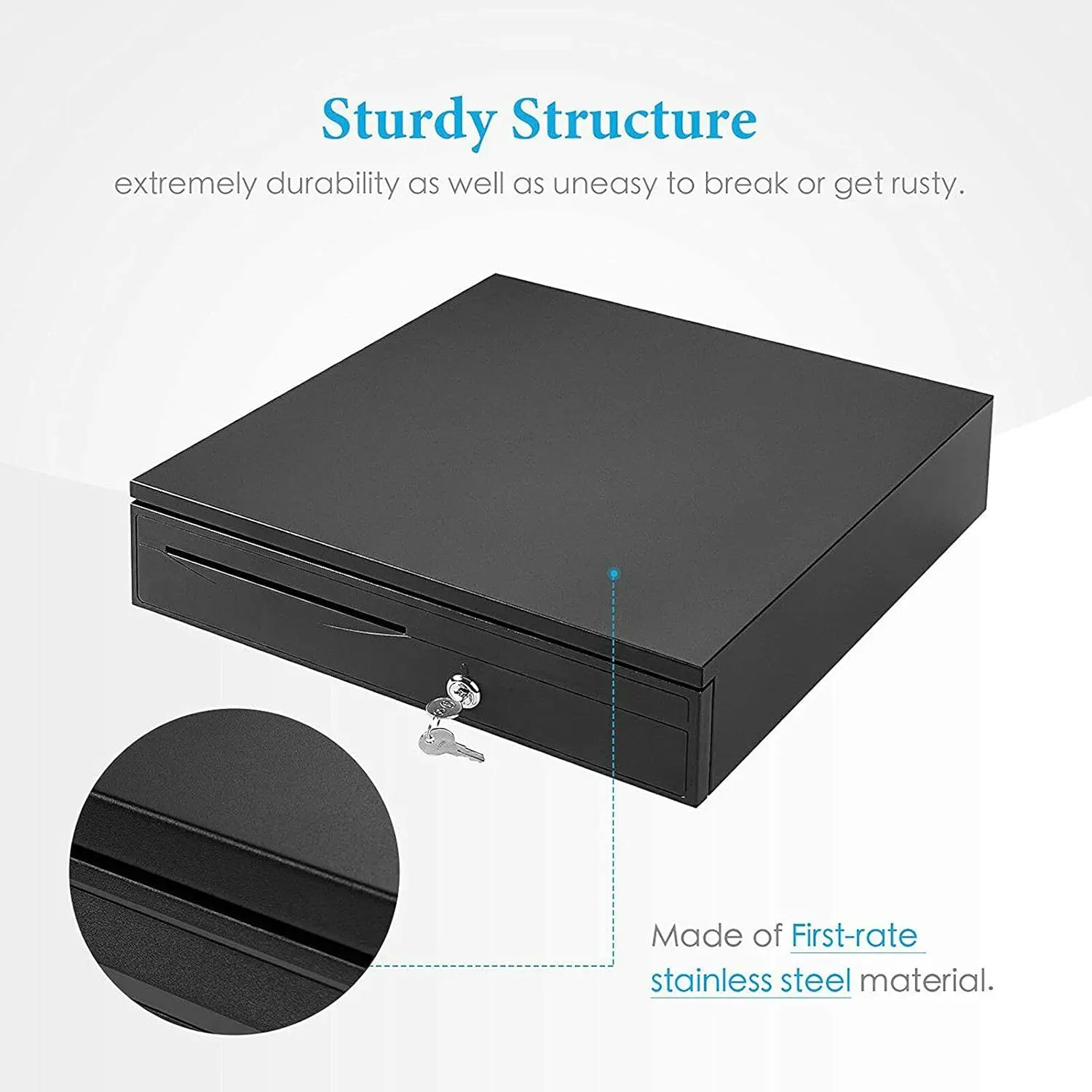 Black Cash box till drawer Black cash register Adjustable removable cash tray cabinet Can be opened via PC or printer