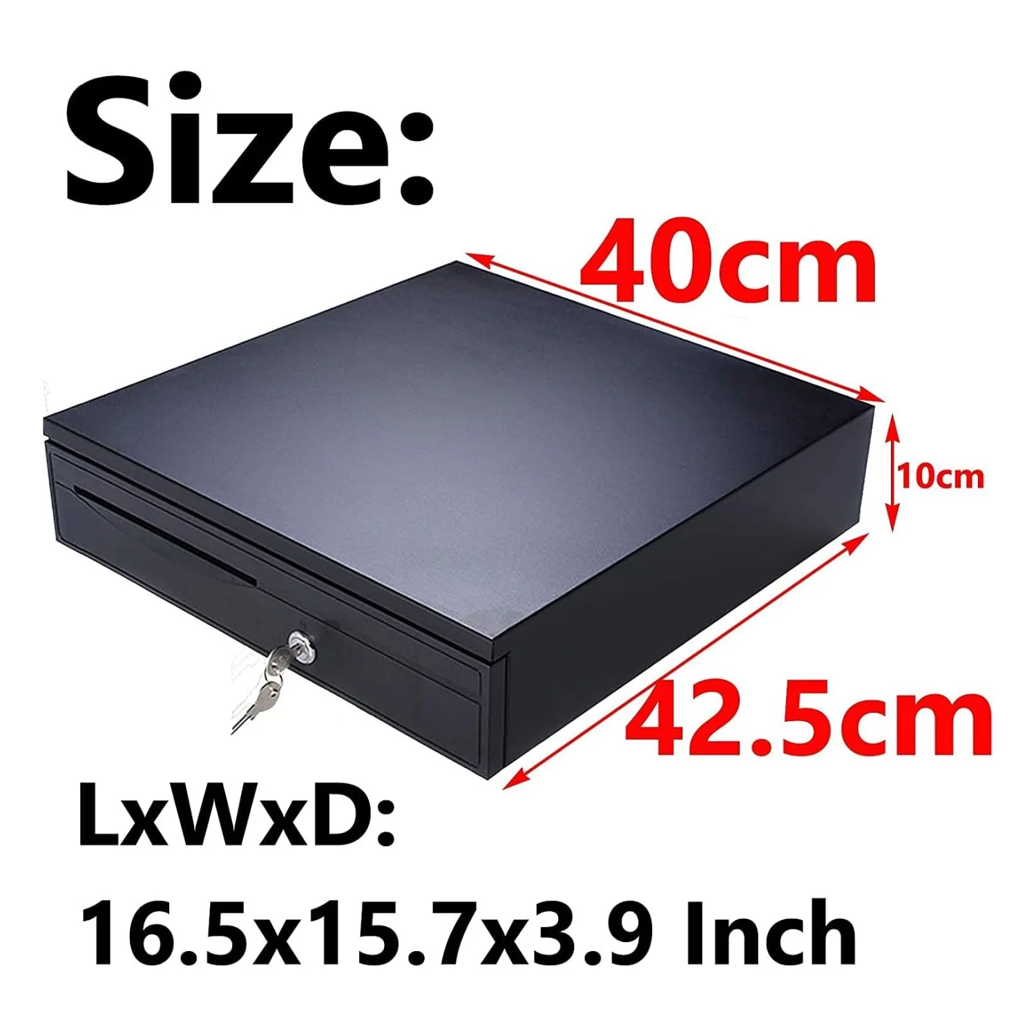 Black Cash box till drawer Black cash register Adjustable removable cash tray cabinet Can be opened via PC or printer