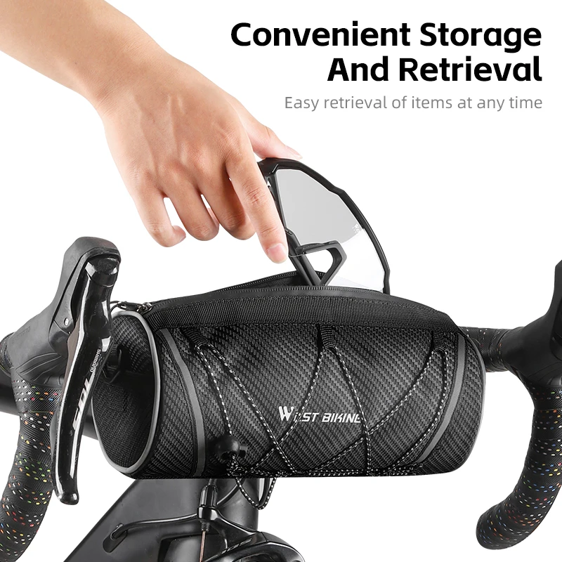 WEST BIKING Bike Handlebar Bag Portable Bicycle Front Bag Multi-purpose Shoulder Bag Tools Bag Reflective Cycling Frame Tube Bag