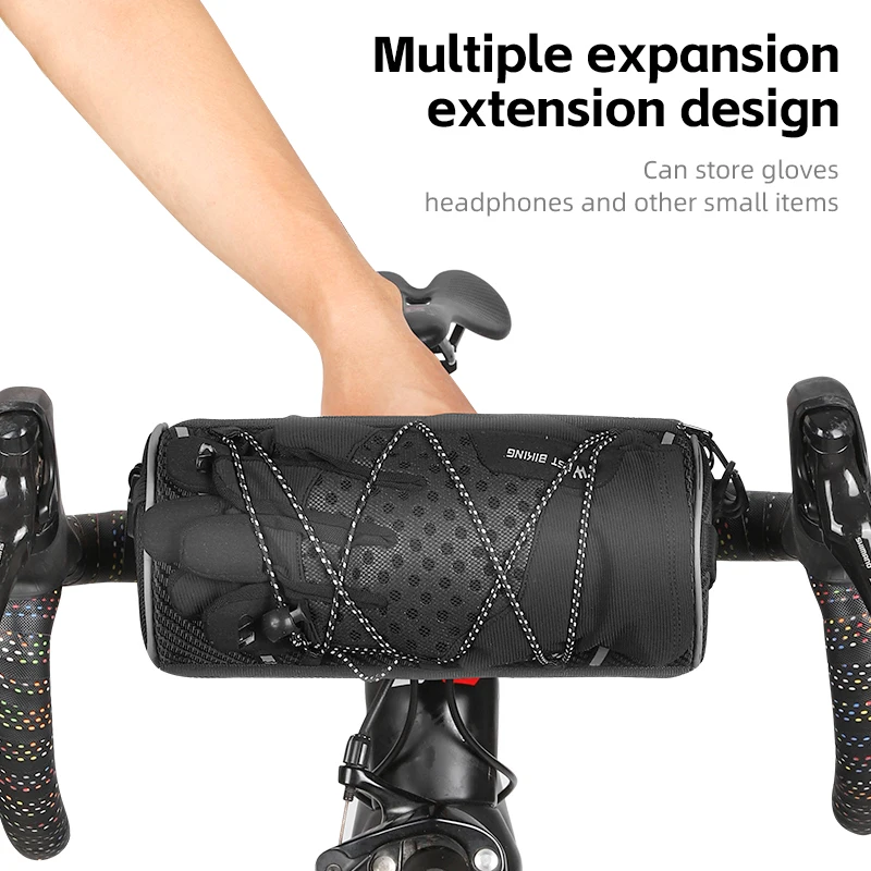 WEST BIKING Bike Handlebar Bag Portable Bicycle Front Bag Multi-purpose Shoulder Bag Tools Bag Reflective Cycling Frame Tube Bag