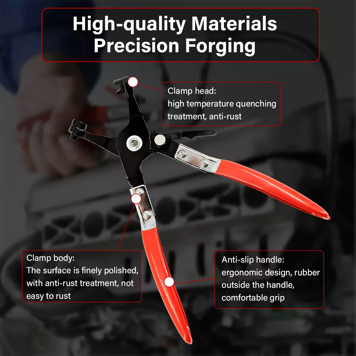 9PC Hose Clamp Pliers Kit Long Reach Car Water Fuel Oil Locking Removal Tool Set