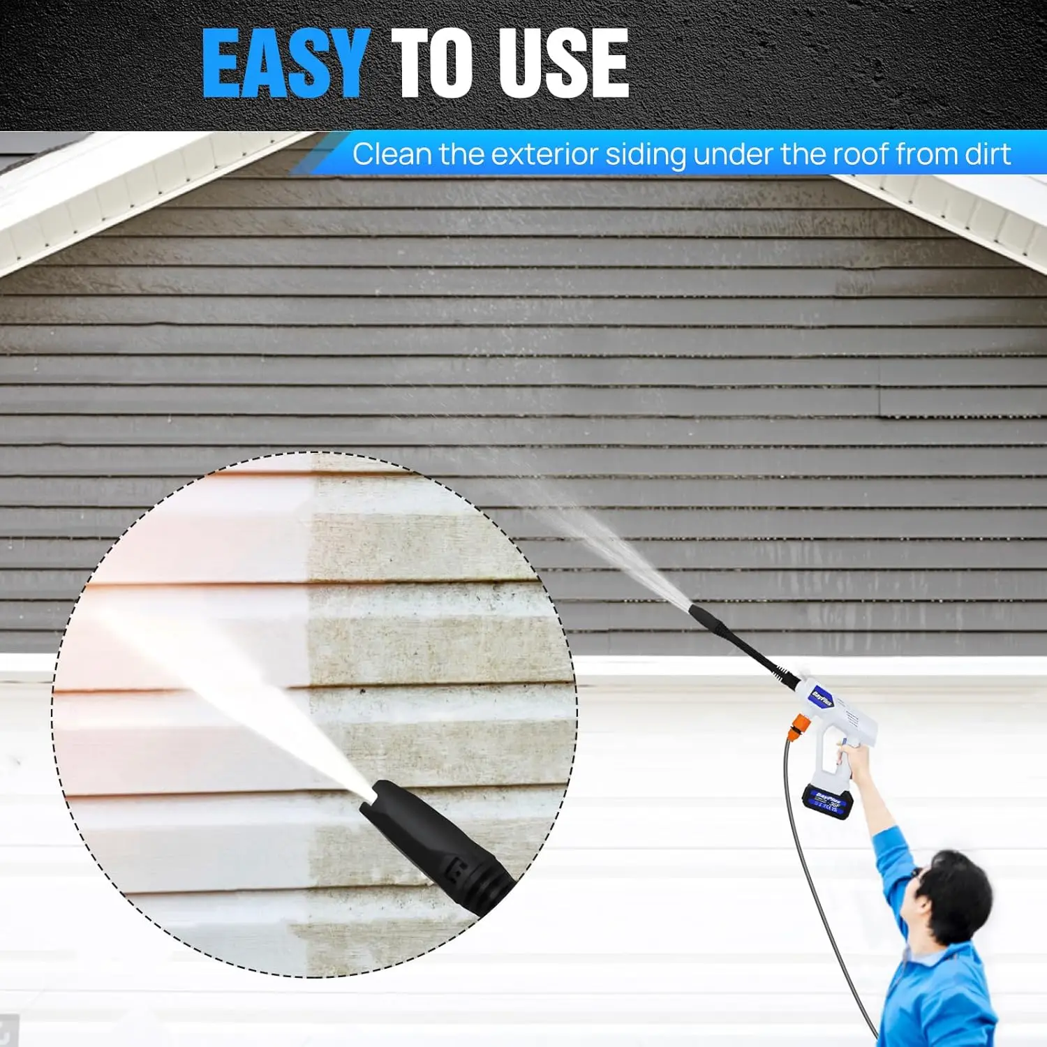 21V Cordless Pressure Washer Electric Car Washer,with Foam Filter Water Tank, High Pressure, Multifuction Nozzle Cleaner Jet Car
