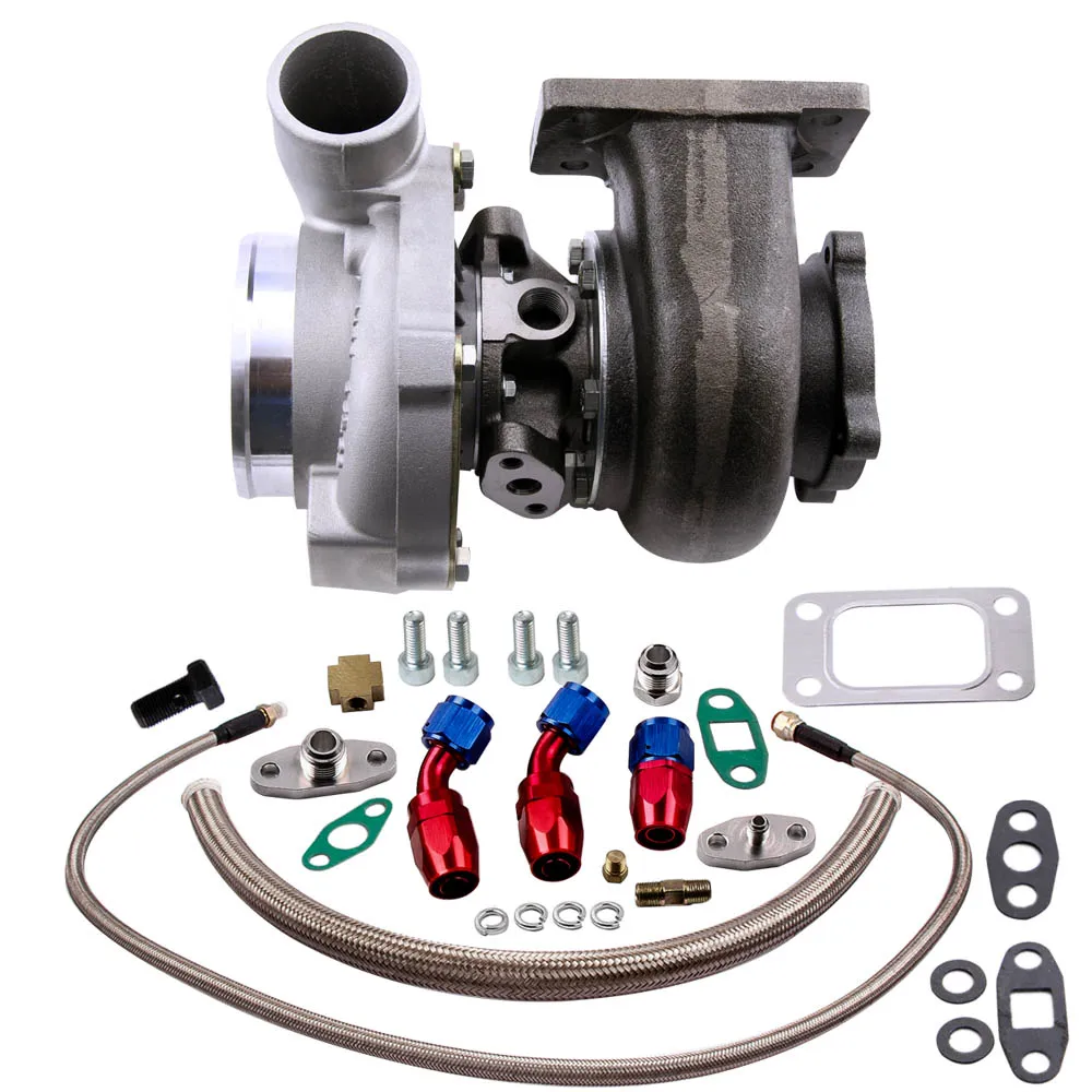 Water+Oil GT30 GT3037 GT3076R Turbocharger 500HP +Oil Drain Return FEED Line new