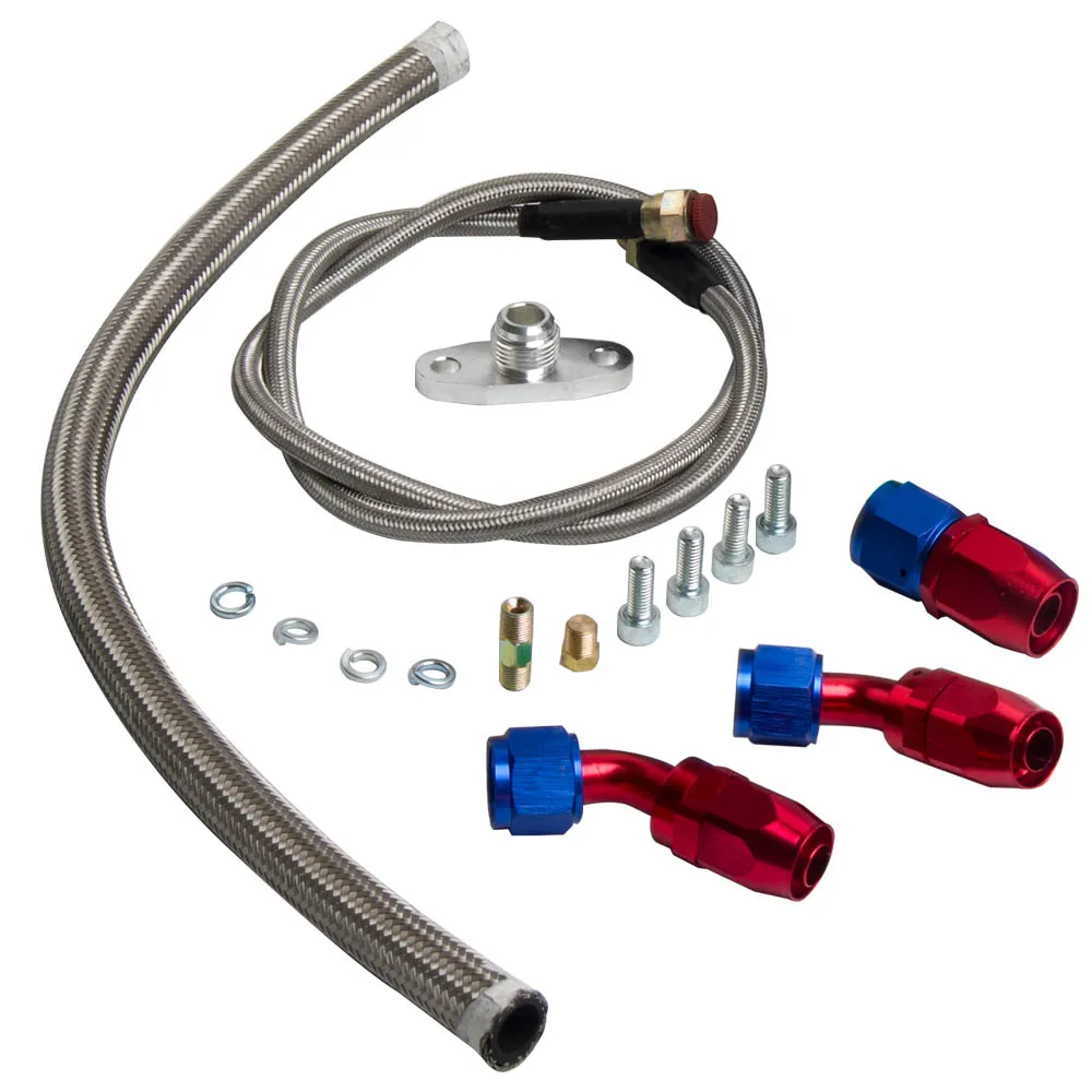 Water+Oil GT30 GT3037 GT3076R Turbocharger 500HP +Oil Drain Return FEED Line new