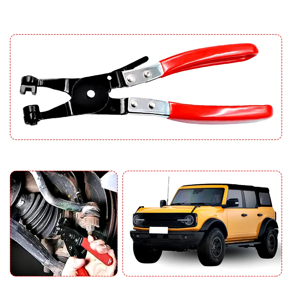 Automotive Flexible Hose Clamp Clip Pliers Set Swivel Jaw Flat Angled Band Tool
