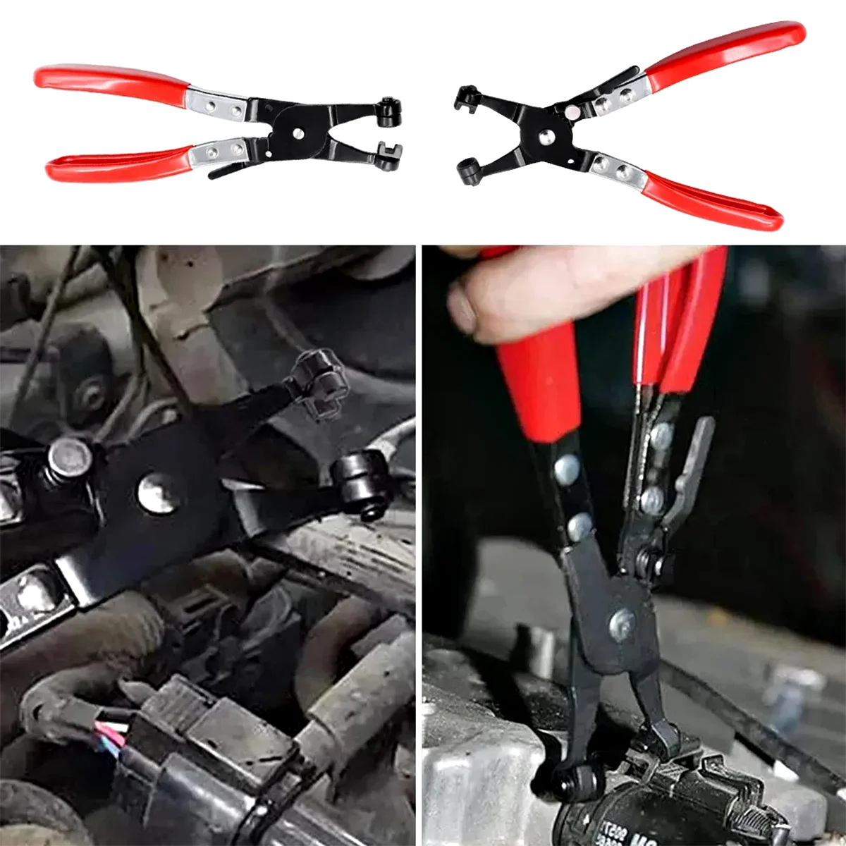 Automotive Flexible Hose Clamp Clip Pliers Set Swivel Jaw Flat Angled Band Tool