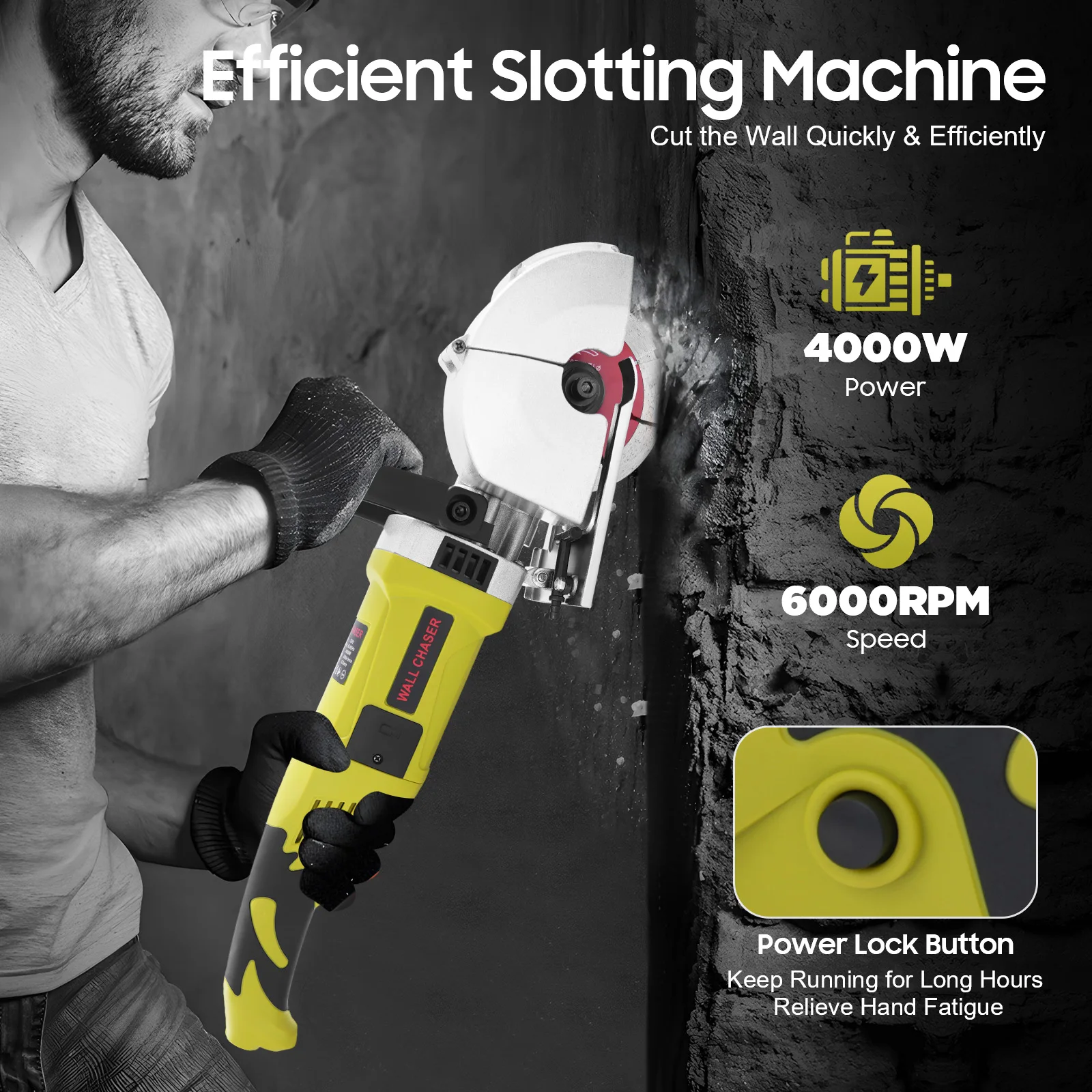 4000W Wall Slotting Machine Electric Wall Chaser Groove Cutting MachineSteel Concrete Cutting Machine 220V