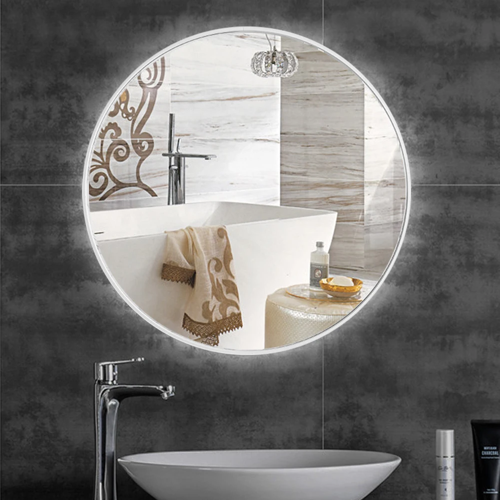 Modern Nordic round bathroom mirror wall mounted bathroom mirror, metal frame hanging makeup mirror