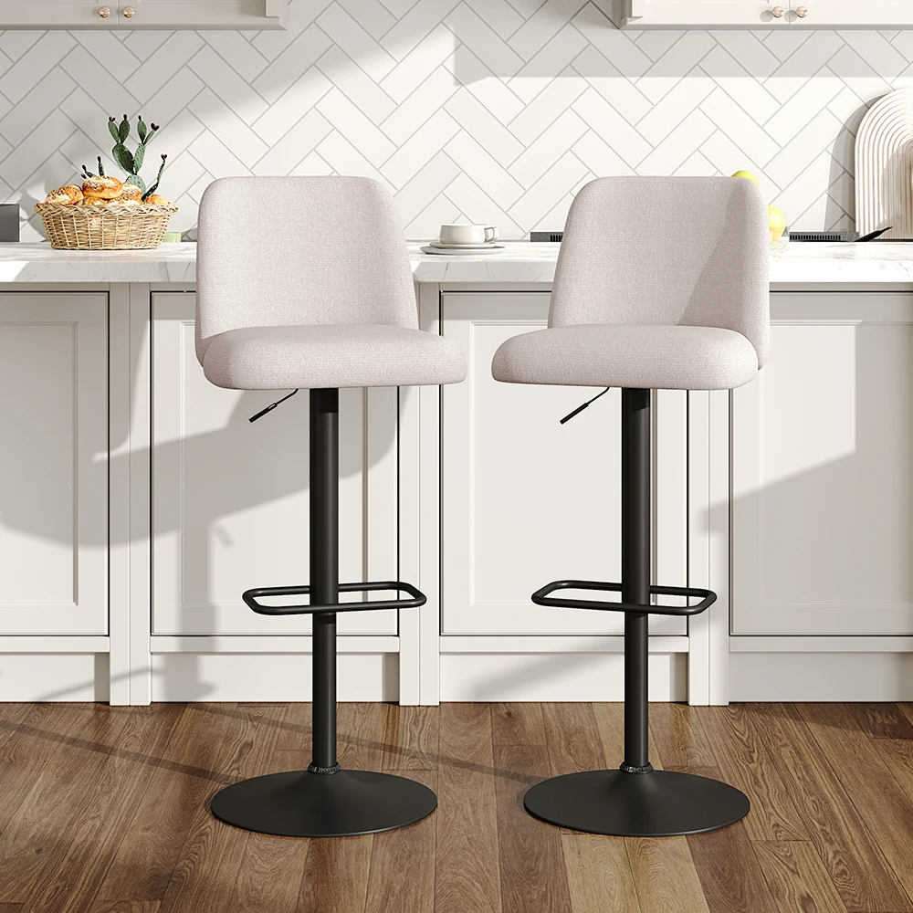 2 sets of bar stools with backrests that can be rotated 360°, Home High Foot Stool for Breakfast Bar Counter Kitchen