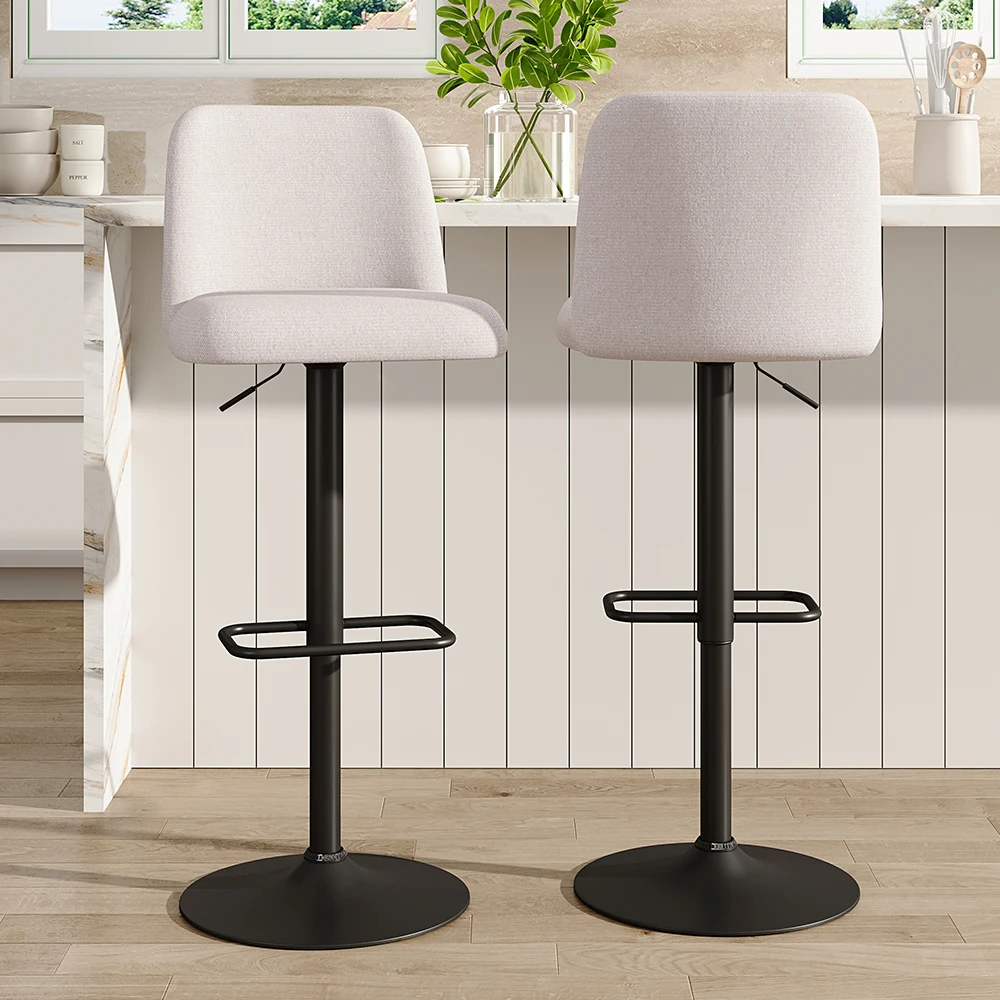 2 sets of bar stools with backrests that can be rotated 360°, Home High Foot Stool for Breakfast Bar Counter Kitchen