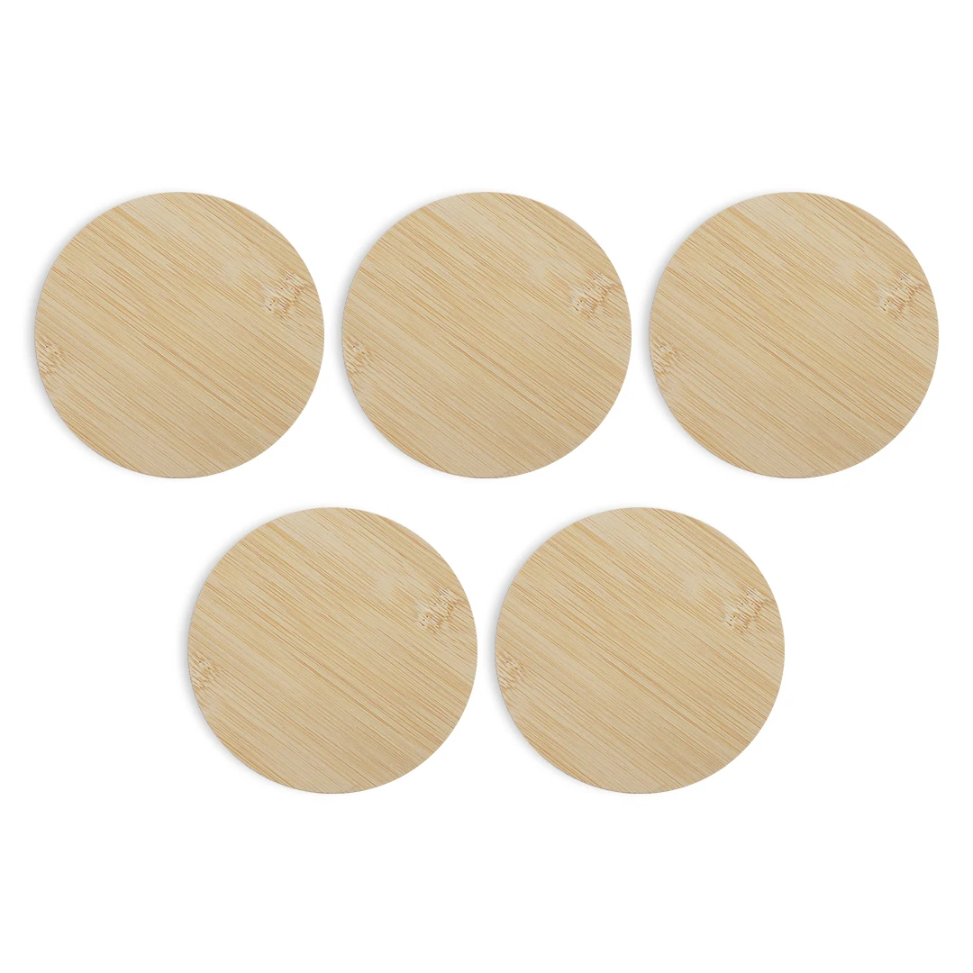 10pcs Round Bamboo Wine Glass Topper Red Wine Splashing Coasters Wine Glass Charcuterie Board Topper Dual-Use Bamboo-Coasters